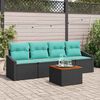 vidaXL Garden Sofa Set 5 pcs Black and turquoise