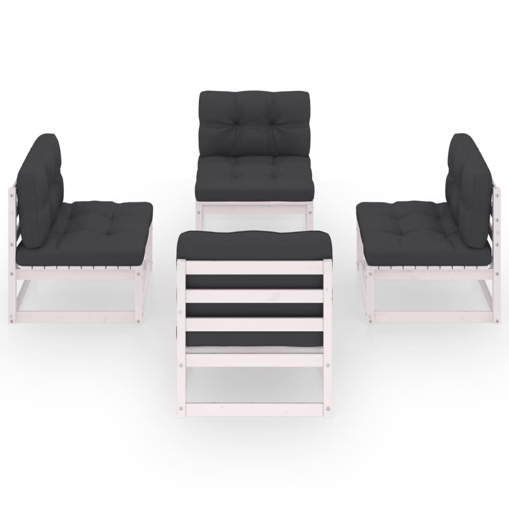 vidaXL 4 Piece Garden Lounge Set with Cushions Solid Pinewood