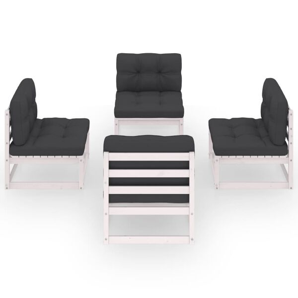 vidaXL 4 Piece Garden Lounge Set with Cushions Solid Pinewood