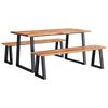 vidaXL 3 Piece Dining Set with Live Edge Solid Wood Acacia