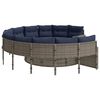 vidaXL Garden Sofa with Table and Cushions Round Grey Poly Rattan