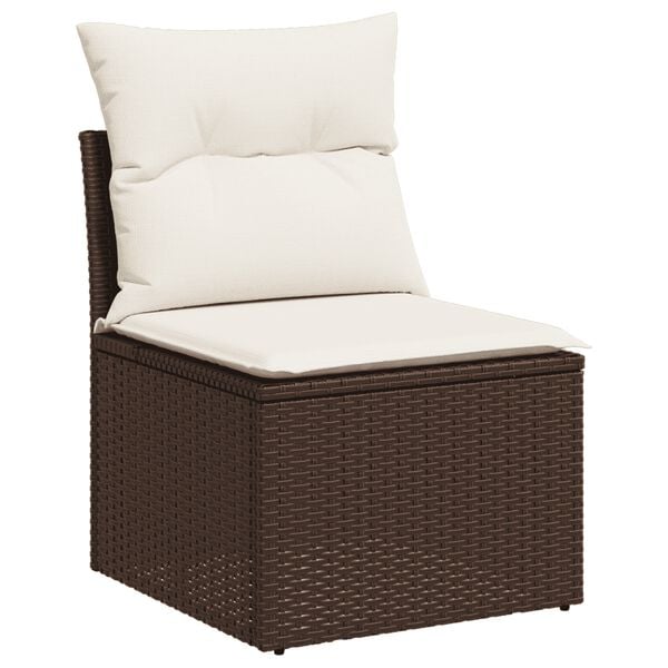 vidaXL 4 Piece Garden Sofa Set with Cushions Brown Poly Rattan