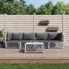 vidaXL 5 Piece Garden Lounge Set with Cushions White Steel