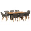 vidaXL Garden Dining Set with Cushion 9 pcs Grey and brown Poly Rattan