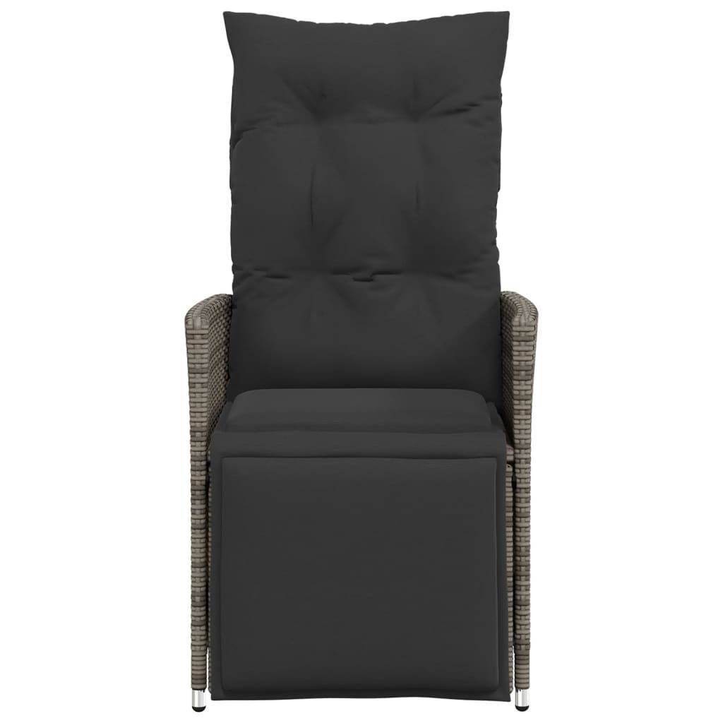 vidaXL Reclining Garden Chairs 2 pcs with Cushions Grey Poly Rattan