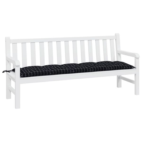 vidaXL Garden Bench Cushion Black Check Pattern 180x50x7cm Oxford Fabric
