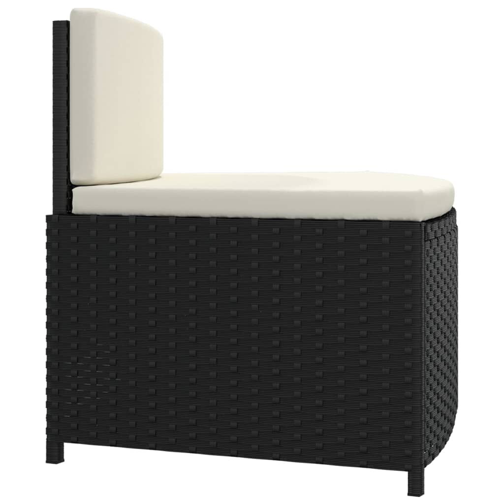 vidaXL Spa Benches with Cushions 2 pcs Black Poly Rattan