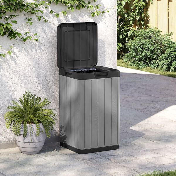 vidaXL Outdoor Garbage Bin Grey 38x38x65 cm PP
