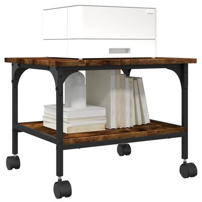 vidaXL Printer Stand 2-Tier Smoked Oak 50x40x38 cm Engineered Wood
