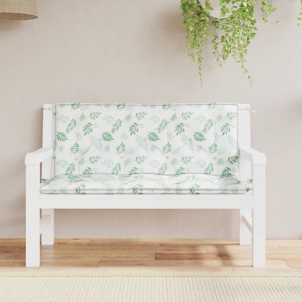 vidaXL Garden Bench Cushions 2pcs Leaf Pattern 120x50x7cm Fabric