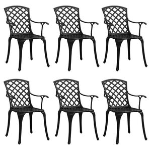 vidaXL Garden Chairs 6 pcs Cast Aluminium Black
