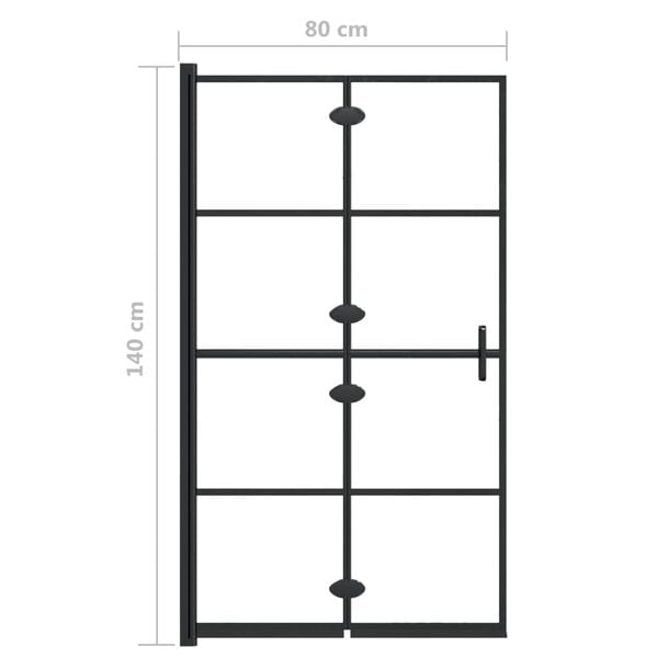 vidaXL Folding Shower Enclosure ESG 80x140 cm Black