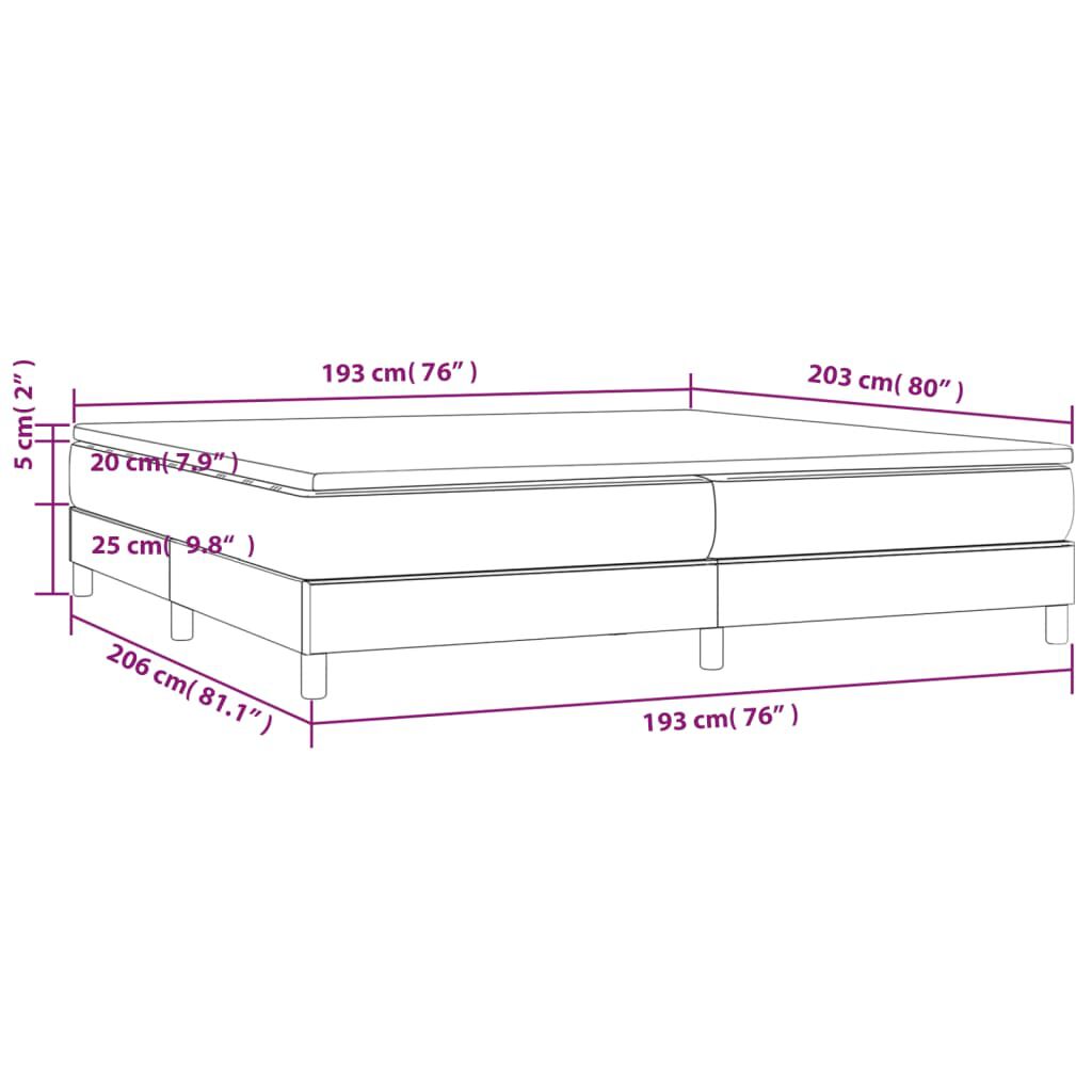 vidaXL Box Spring Bed with Mattress Dark Grey 193x203 cm King Velvet