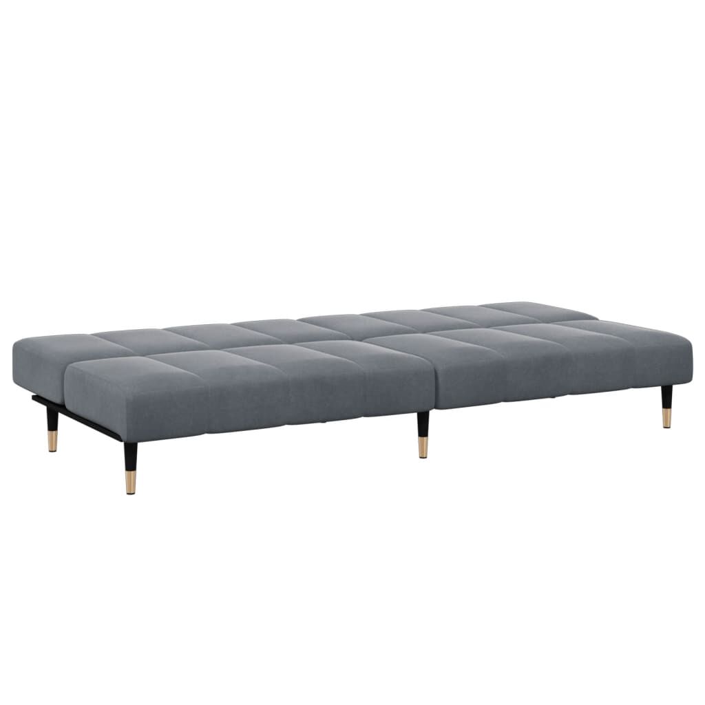 vidaXL 2-Seater Sofa Bed with Footstool Dark Grey Velvet