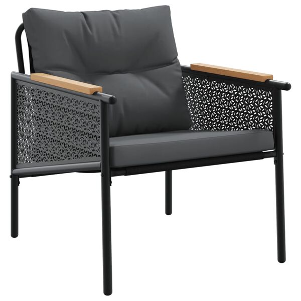 vidaXL 5 Piece Balcony Furniture Set with Cushions Black Steel