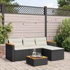 vidaXL 3 Piece Garden Sofa Set with Cushions Black Poly Rattan