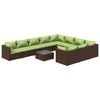 vidaXL 11 Piece Garden Lounge Set with Cushions Poly Rattan Brown