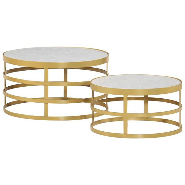 vidaXL 2 Piece Coffee Table Set Marble Brass and White