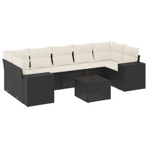 vidaXL 8 Piece Garden Sofa Set with Cushions Black Poly Rattan