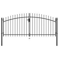 vidaXL Double Door Fence Gate with Spear Top 300x150 cm