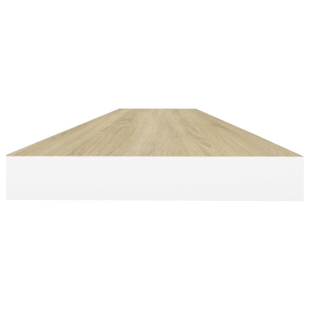 vidaXL Floating Wall Shelf Oak and White 120x23.5x3.8 cm MDF