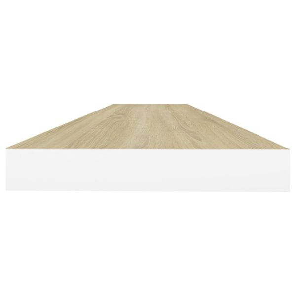 vidaXL Floating Wall Shelf Oak and White 120x23.5x3.8 cm MDF