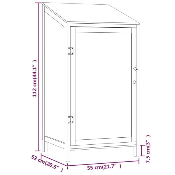 vidaXL Garden Shed Brown 55x52x112 cm Solid Wood Fir