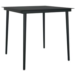 vidaXL Garden Dining Table Black 80x80x74 cm Steel and Glass