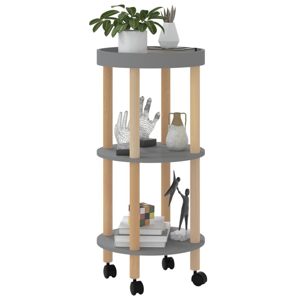 vidaXL 3-tier Trolley Grey 38x38x82cm Engineered Wood&Solid Wood Pine