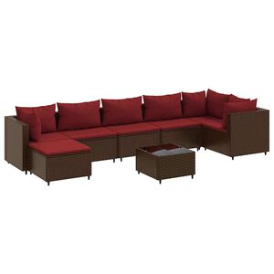 vidaXL 8 Piece Garden Lounge Set with Cushions Brown Poly Rattan
