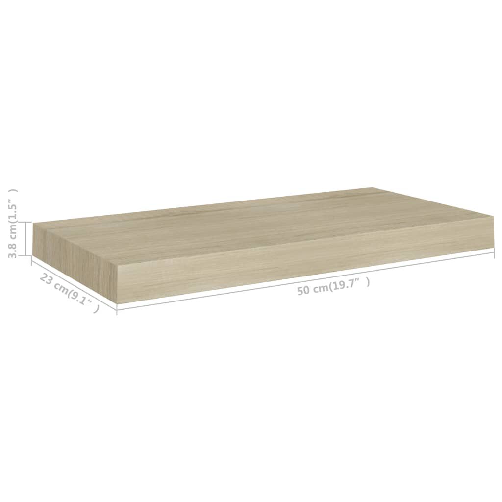 vidaXL Floating Wall Shelves 2 pcs Oak 50x23x3.8 cm MDF