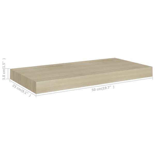 vidaXL Floating Wall Shelves 2 pcs Oak 50x23x3.8 cm MDF