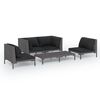 vidaXL 5 Piece Garden Lounge Set with Cushions Poly Rattan Dark Grey