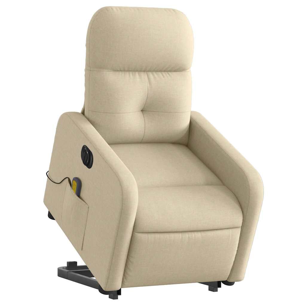 vidaXL Electric Stand up Massage Recliner Chair Cream Fabric