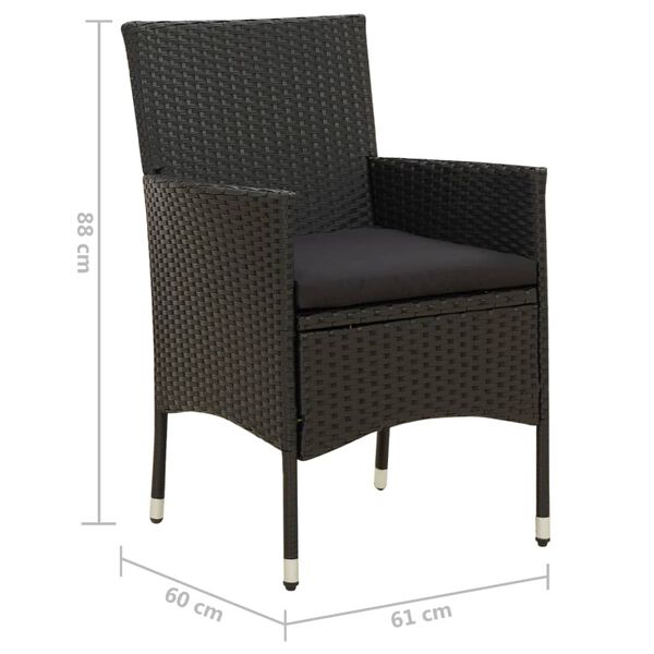 vidaXL Garden Chairs with Cushions 2 pcs Poly Rattan Black