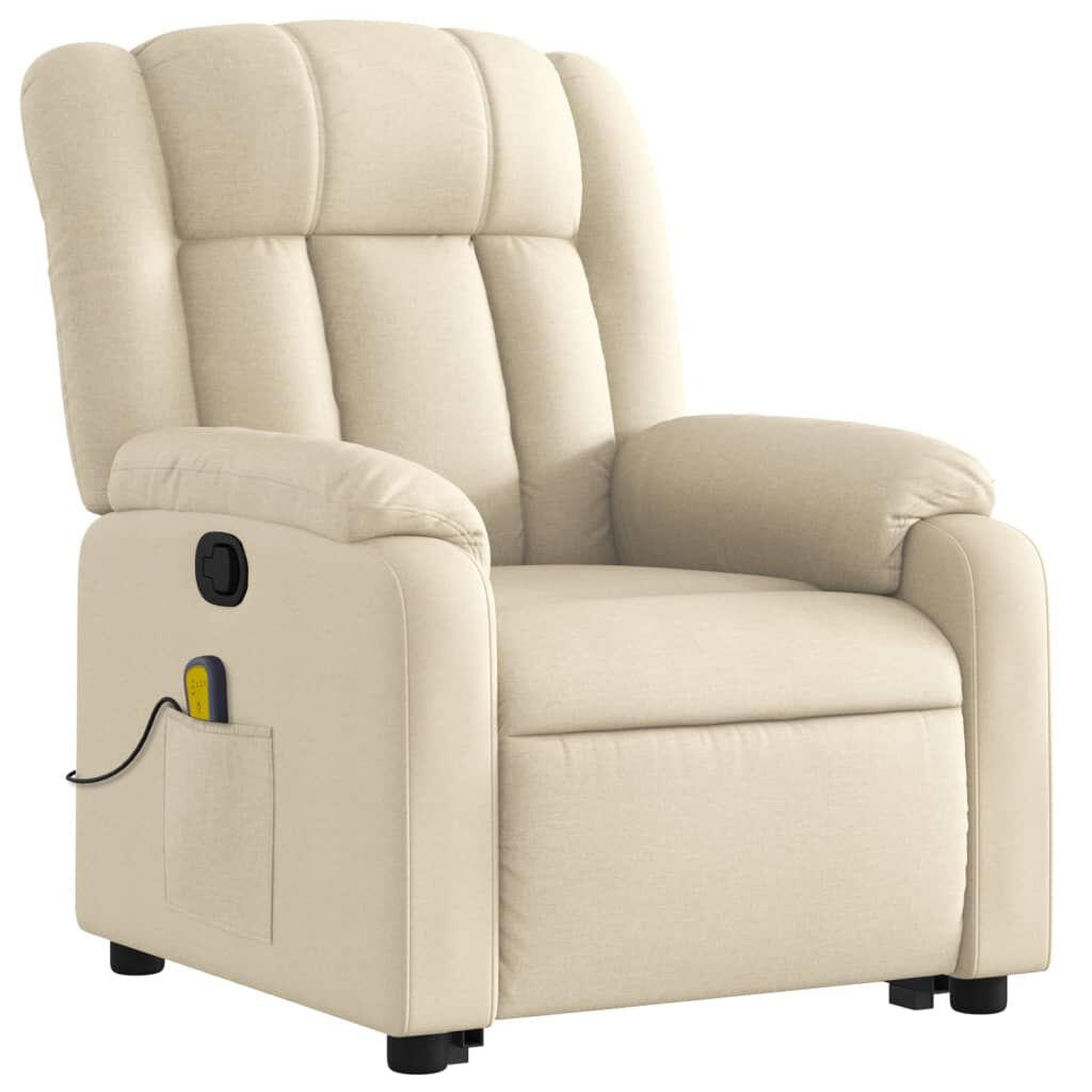 vidaXL Stand up Massage Recliner Chair Cream Fabric