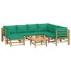 vidaXL 8 Piece Garden Lounge Set with Green Cushions Bamboo