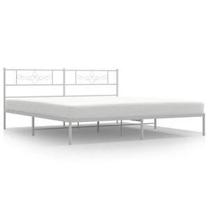 vidaXL Metal Bed Frame without Mattress with Headboard White 193x203cm