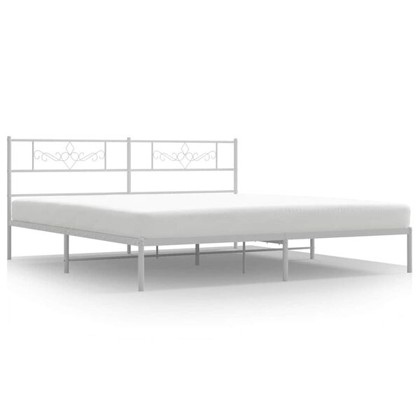 vidaXL Metal Bed Frame without Mattress with Headboard White 193x203cm