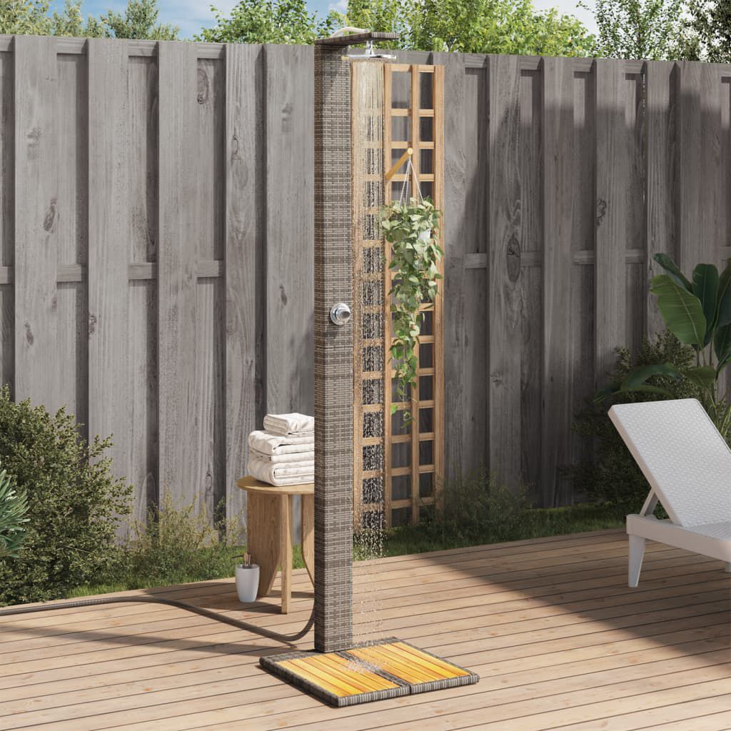 vidaXL Outdoor Shower Grey 50x55x224 cm Poly Rattan and Acacia Wood