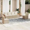 vidaXL 6 Piece Garden Sofa Set with Cushions Beige Poly Rattan