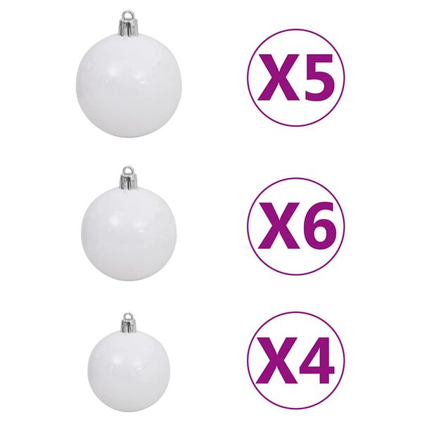 vidaXL Corner Artificial Christmas Tree LEDs&Ball Set White 210 cm PVC