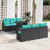 vidaXL Garden Sofa Set with Storage 7 pcs Black Poly rattan