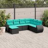 vidaXL 7 Piece Garden Sofa Set with Cushions Black Poly Rattan
