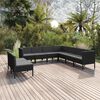 vidaXL 9 Piece Garden Lounge Set with Cushions Poly Rattan Black