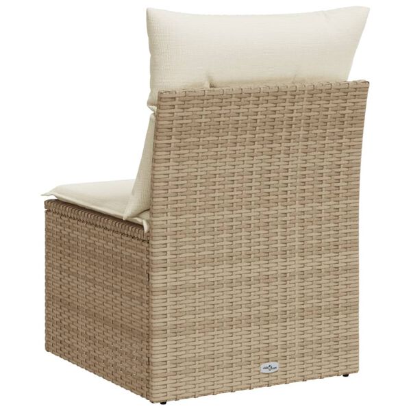 vidaXL Garden Sofa Armless with Cushions Beige Poly Rattan