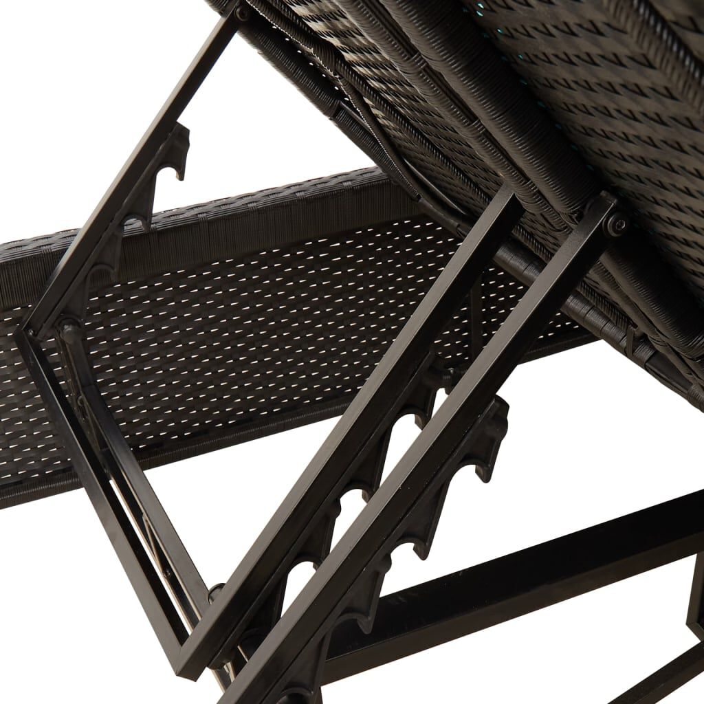 vidaXL Double Sun Lounger with Cushions Black Poly Rattan