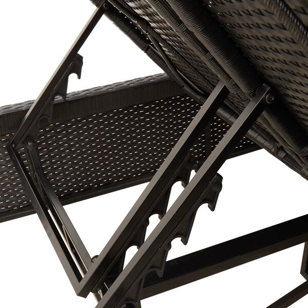 vidaXL Double Sun Lounger with Cushions Black Poly Rattan