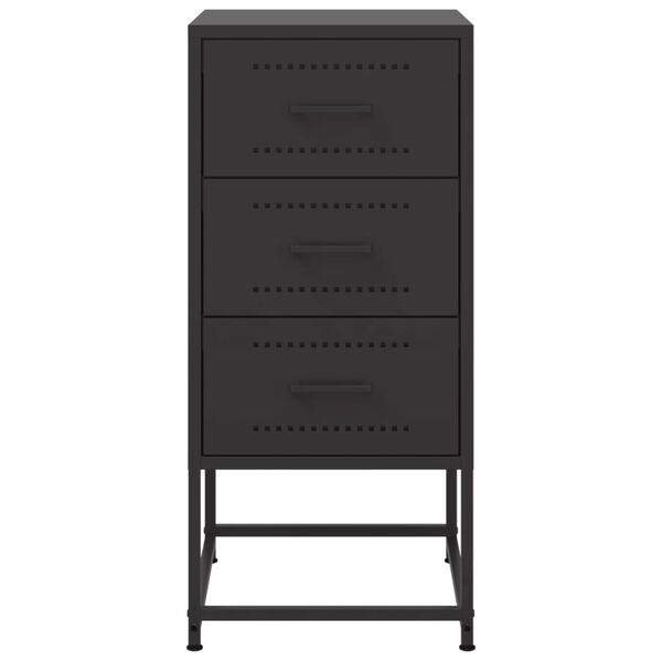 vidaXL Bedside Cabinet Black 36x39x78 cm Steel