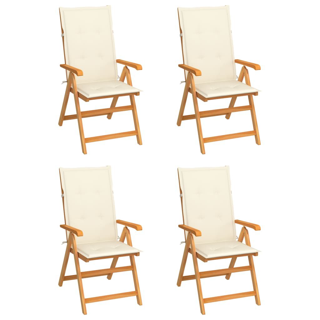 vidaXL Garden Chairs 4 pcs with Cream Cushions Solid Teak Wood